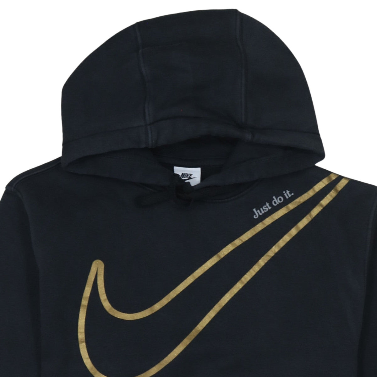 Nike Women's Black Gold Swoosh Pullover Hoodie Size S