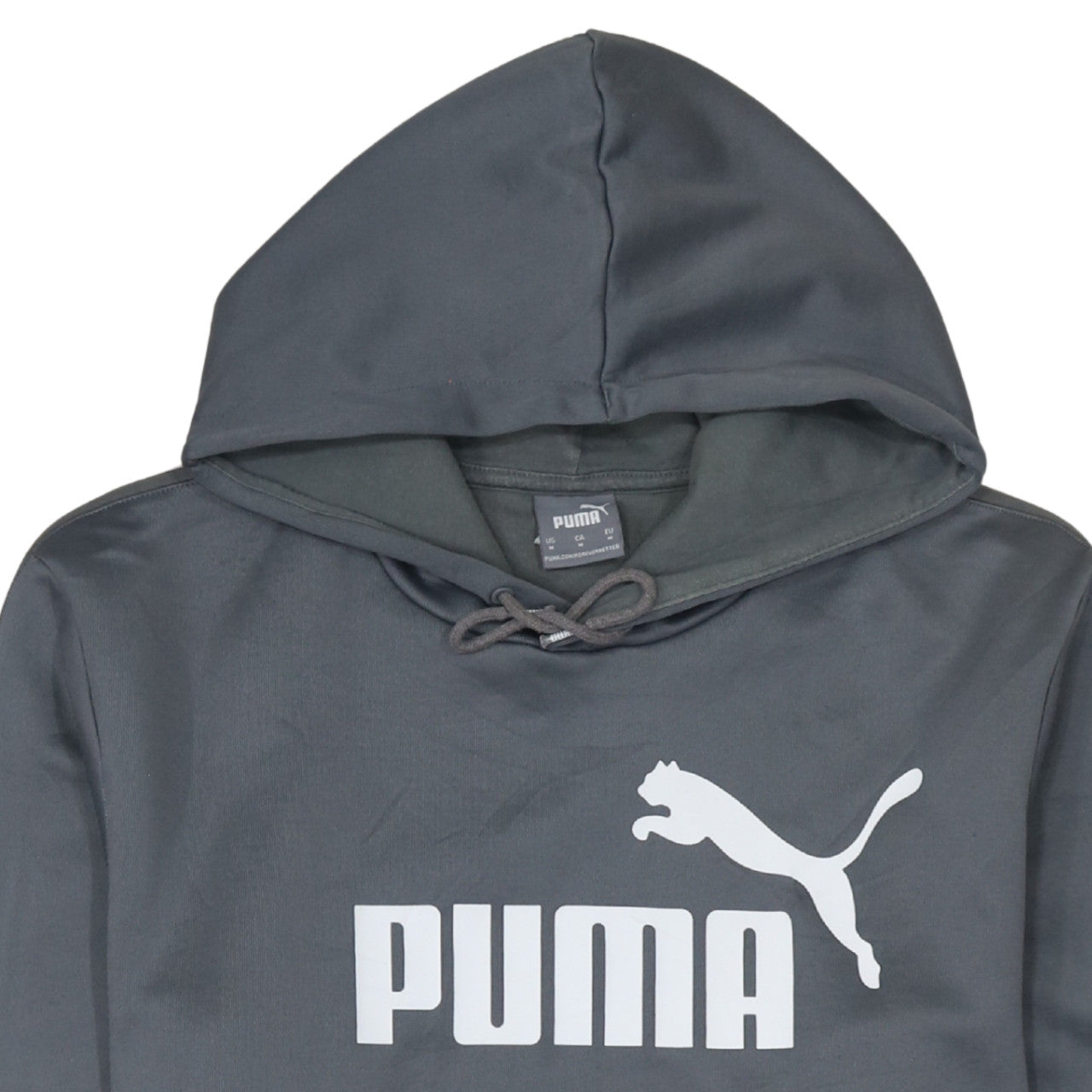 Puma Men's Grey Pullover Hoodie Size M Logo Graphic Sportswear