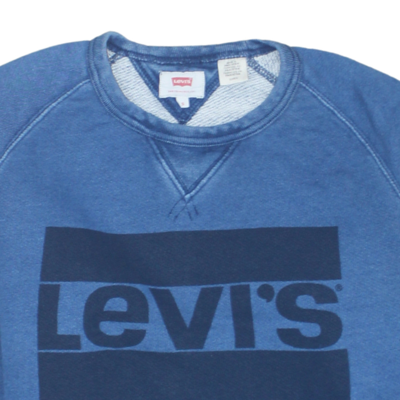 Levi's Men's Blue Crew Neck Logo Pullover Sweatshirt Size S