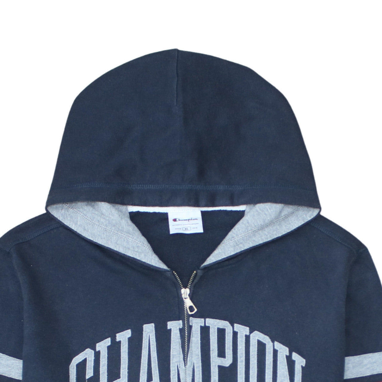 Champion Men's Blue XL Full Zip Hoodie with Logo Design