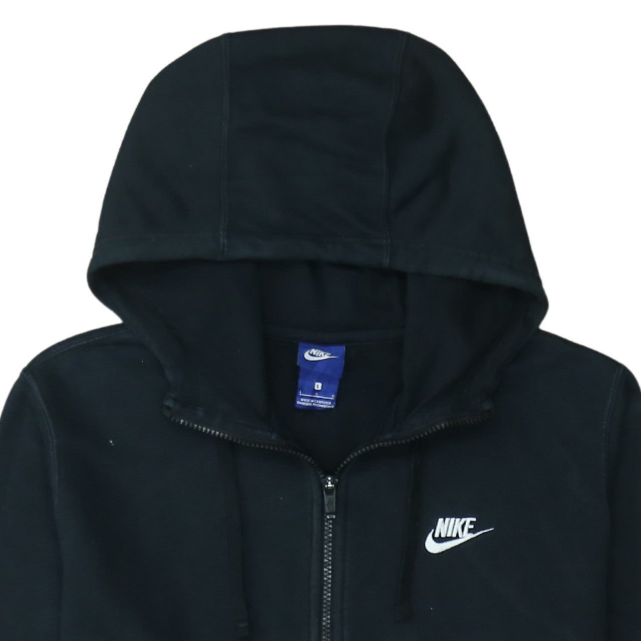 Nike Men's Black Full Zip Hoodie Size L Fleece Sweatshirt