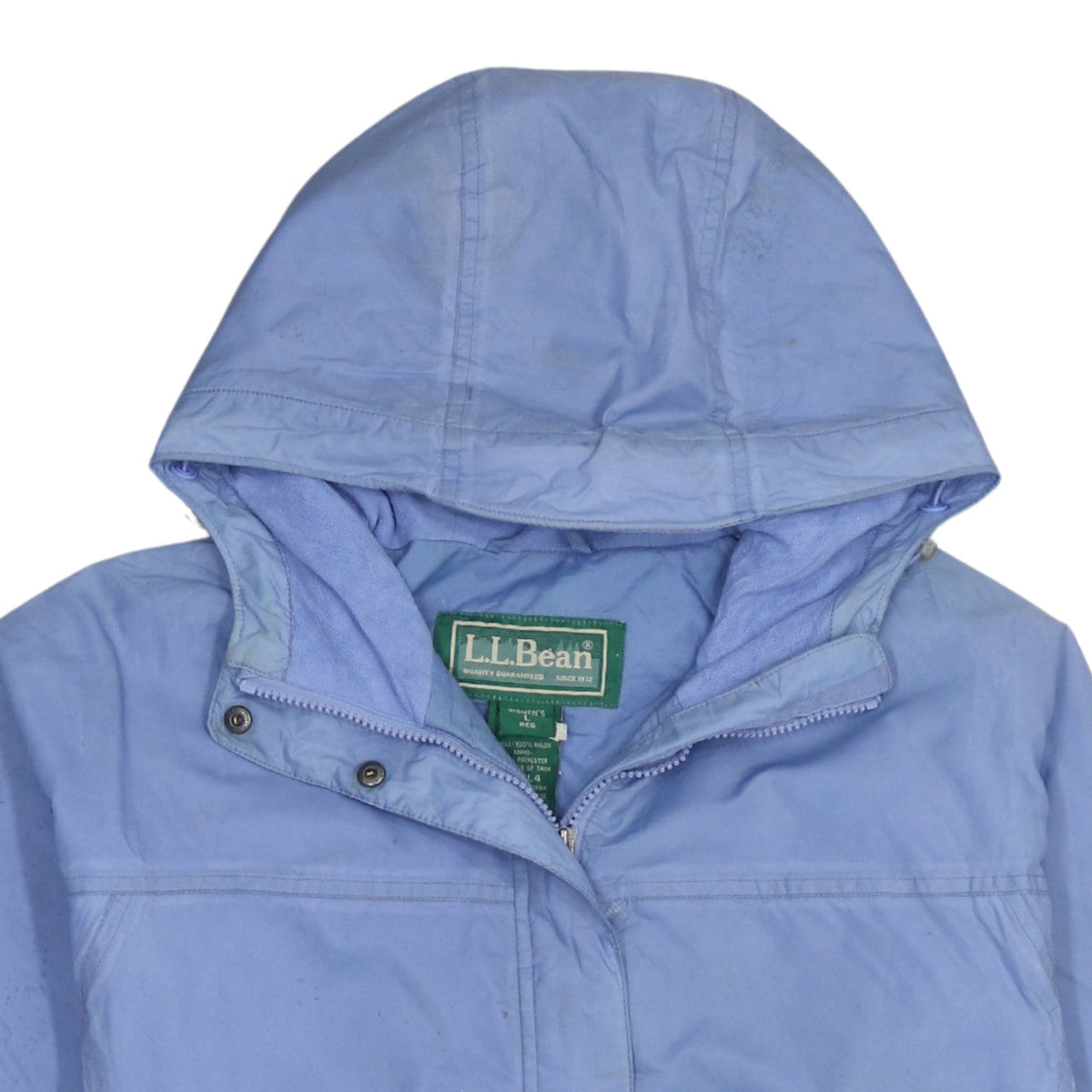 L.L. Bean Womens Blue Hooded Waterproof Rain Jacket L Regular