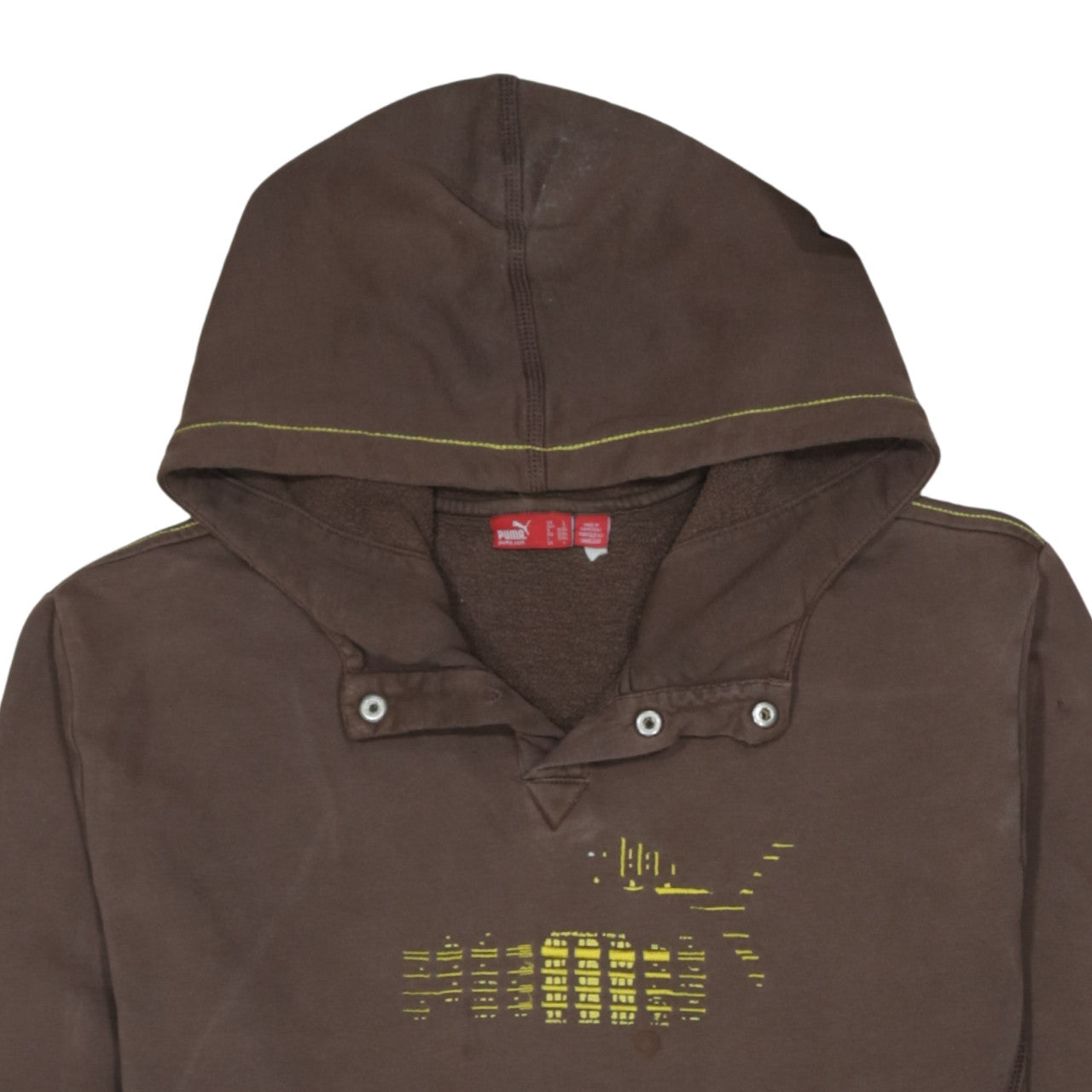 Puma Men’s Brown Pullover Hoodie L Fleece Graphic Print Sportswear