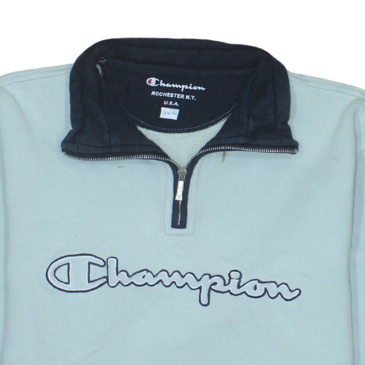 Champion Boys Blue 1/4 Zip Logo Fleece Sweatshirt 13-14 Years