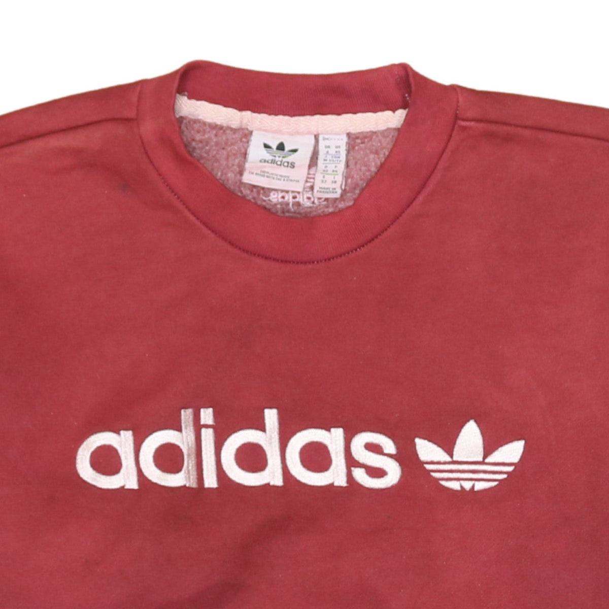 Adidas Womens Red Crew Neck Pullover Sweatshirt XS Logo Print