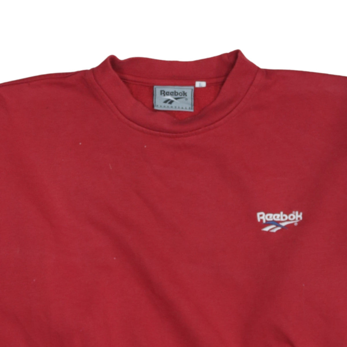 Reebok Men's Red Crew Neck Fleece Sweatshirt L Pullover Vintage Sportswear