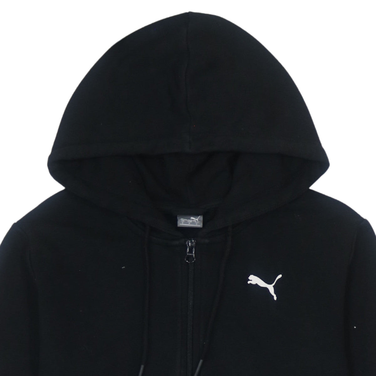 Puma Women Black Full Zip Hoodie Small Cotton Blend Logo Detail