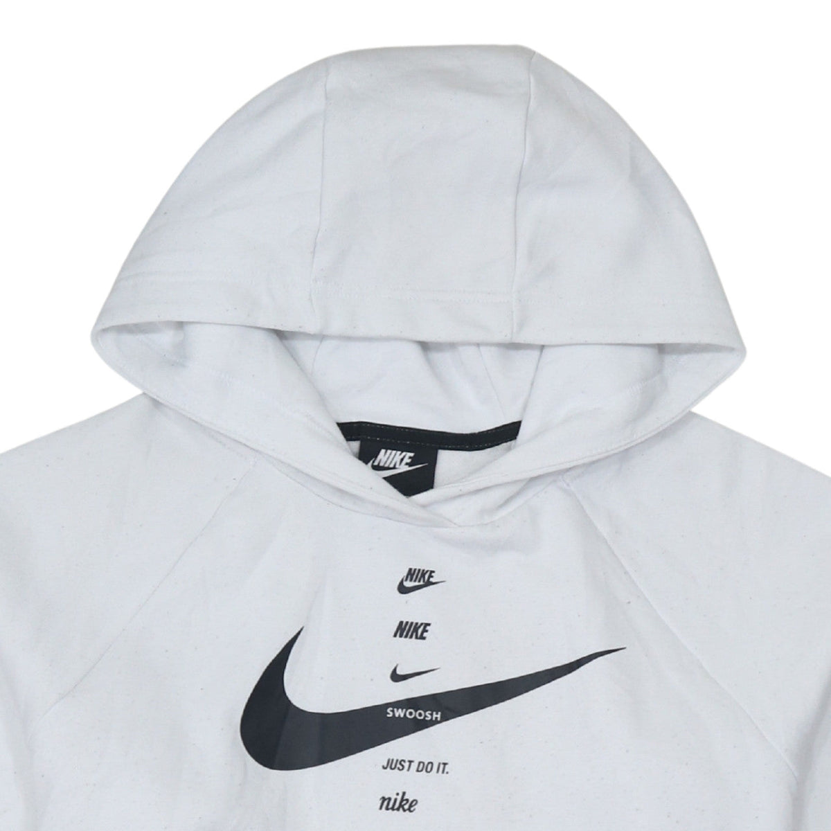 Nike Women's White Pullover Hoodie Small Logo Print Cotton Blend