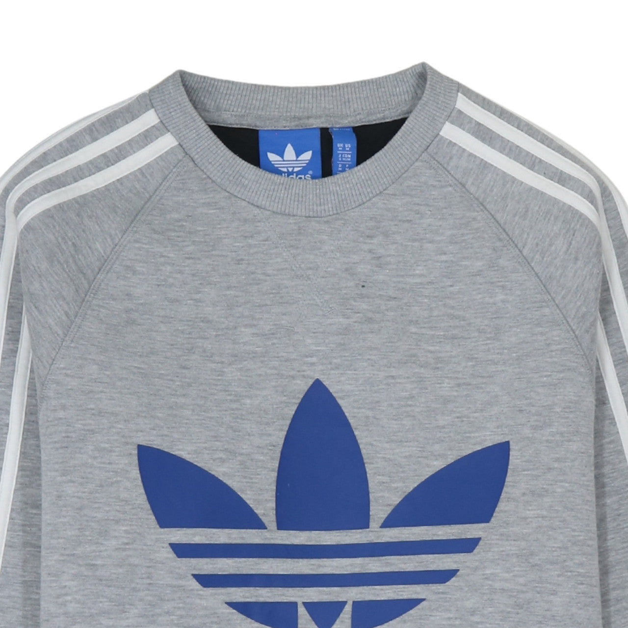Adidas Men Grey Trefoil Crew Neck Long Sleeve Sweatshirt M