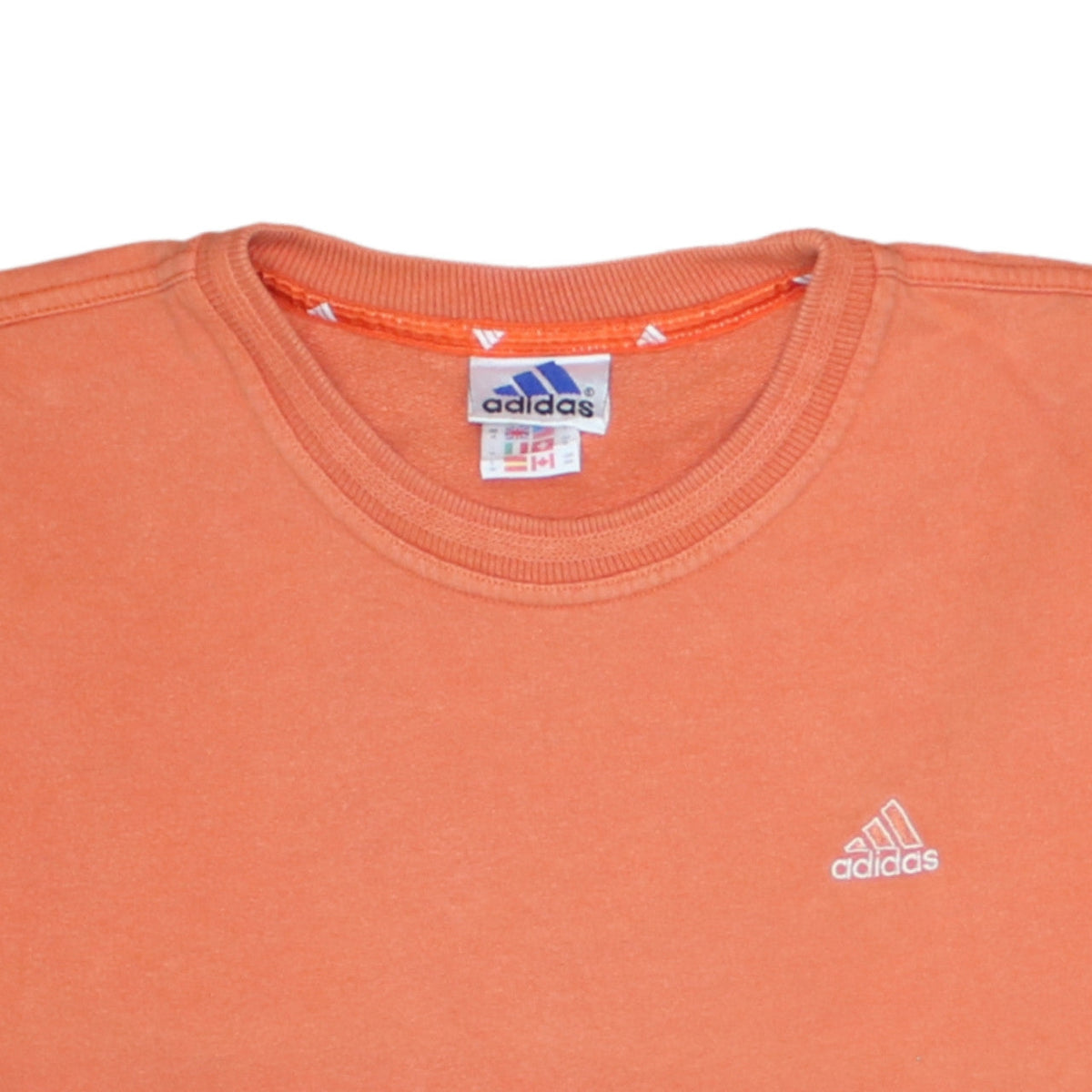 Adidas Womens Orange Crew Neck Long Sleeve Pullover Sweatshirt Size 14