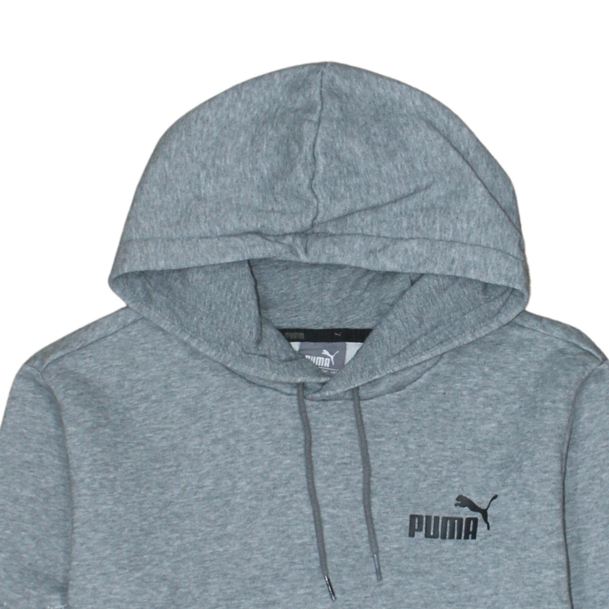 Puma Men’s Grey Pullover Hoodie Size S Regular Fit Logo Fleece