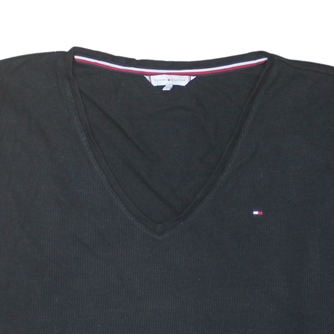 Tommy Hilfiger Men’s Black V-Neck Cotton Knit Jumper XL