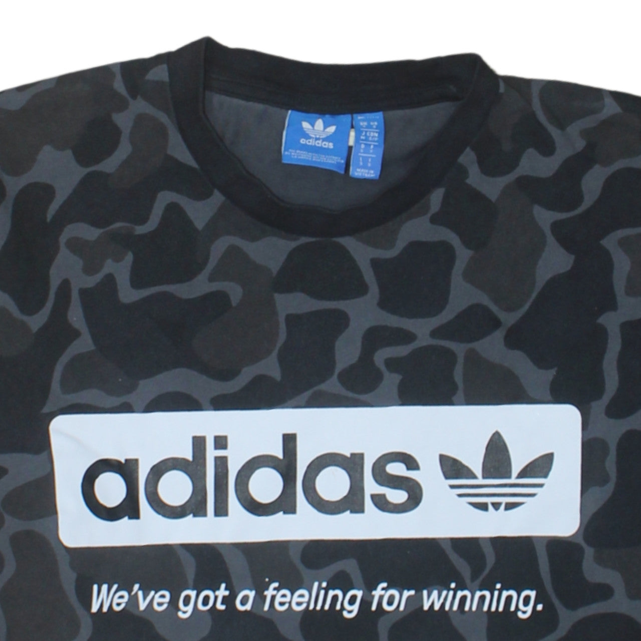 Adidas Men Black Camo Graphic Print Crew Neck Short Sleeve T-Shirt Size S