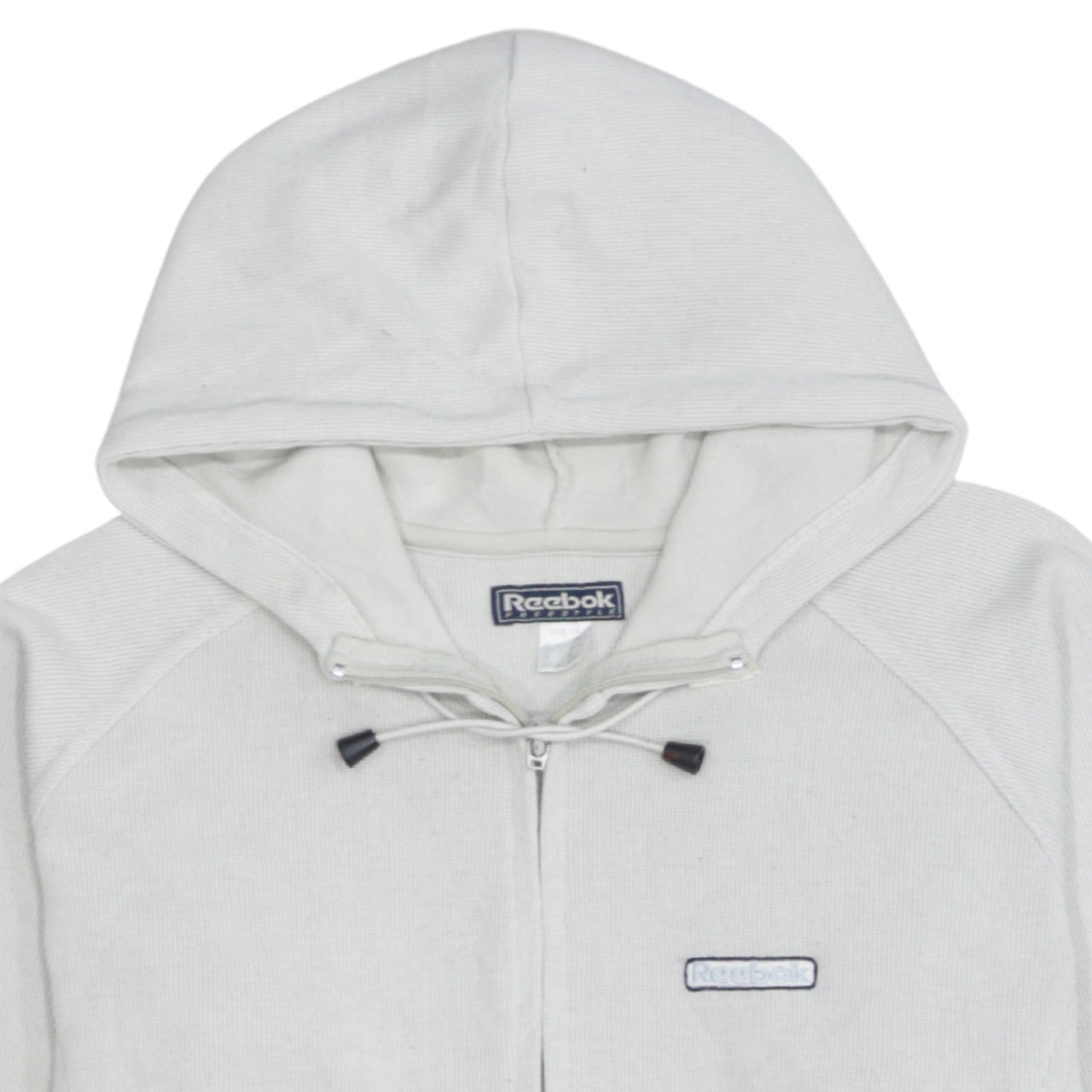 Reebok Womens White Full Zip Hoodie Size L Cotton Blend Casual