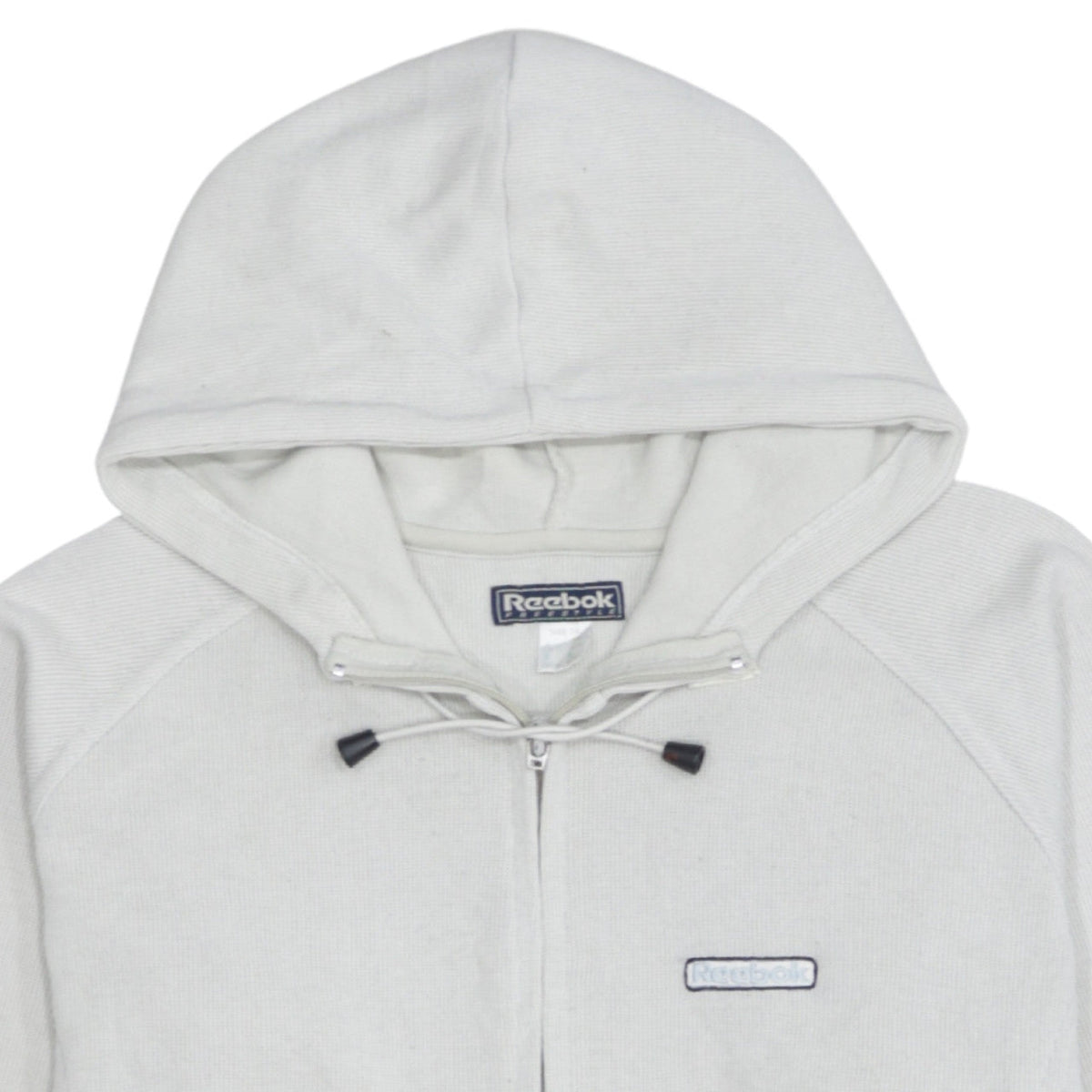 Reebok Womens White Full Zip Hoodie Size L Cotton Blend Casual
