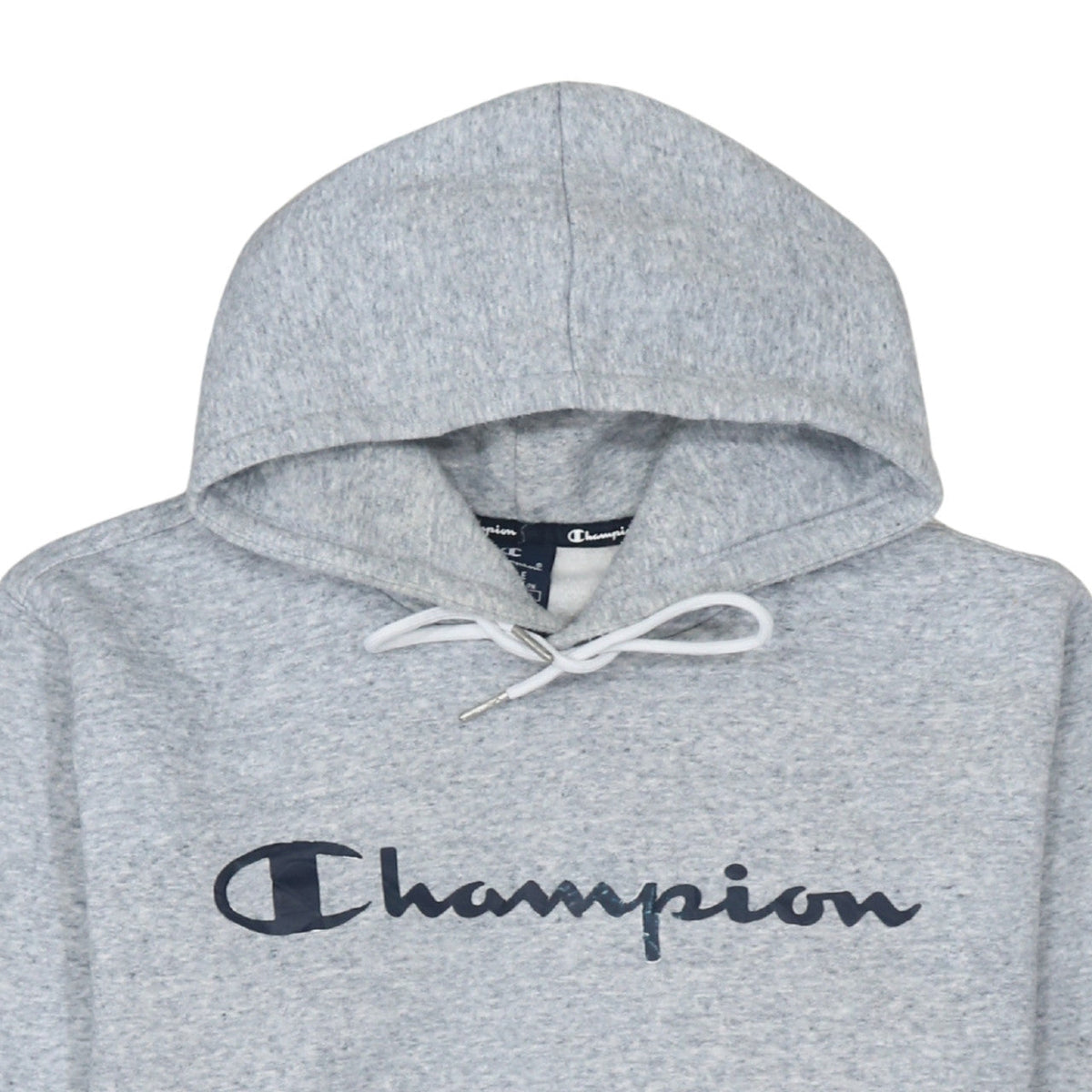 Champion Men's Grey Pullover Hoodie Size L Logo Fleece Sweatshirt