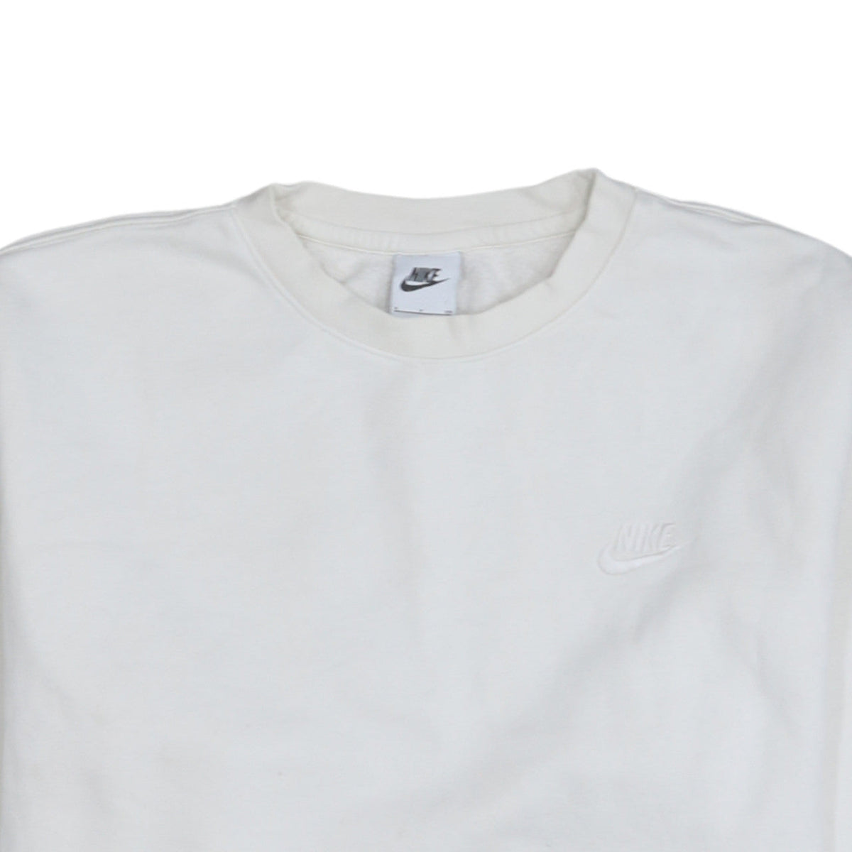 Nike Men's White Small Crew Neck Pullover Sweatshirt