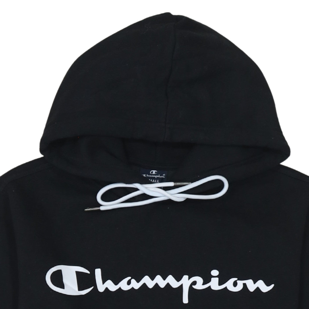Champion Men's Black Small Pullover Hoodie with Logo Print