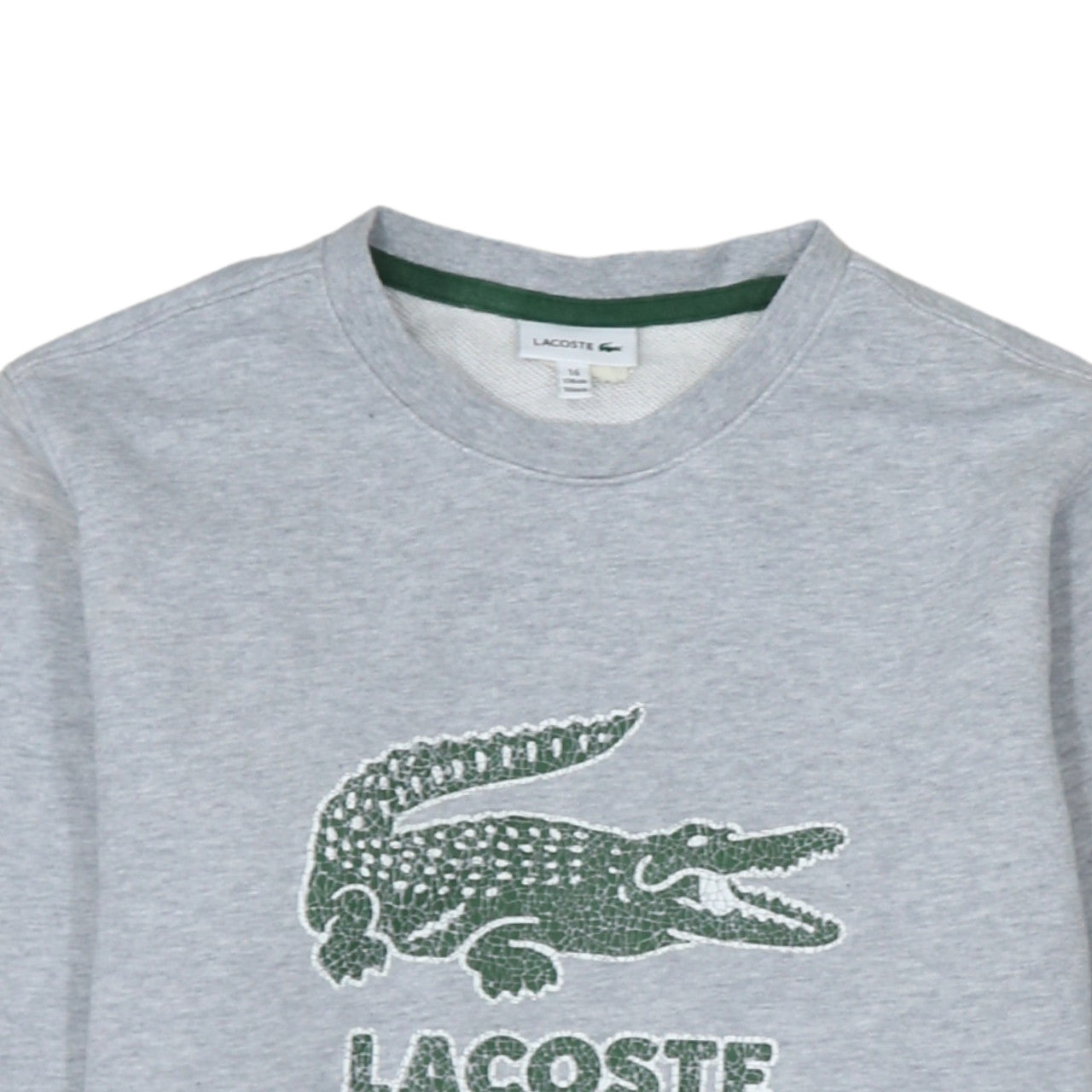 Lacoste Boys Grey Crew Neck Sweatshirt Size 16 Regular Fit Cotton Blend