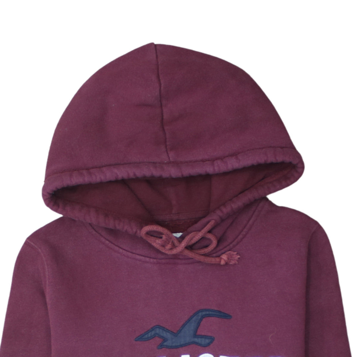 Hollister Men Red Small Pullover Hoodie Logo Fleece Sweatshirt