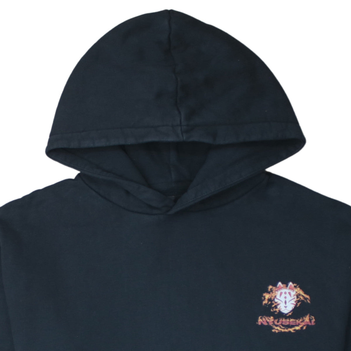 Nyusekai Men's Black Anime Graphic Pullover Hoodie Size S