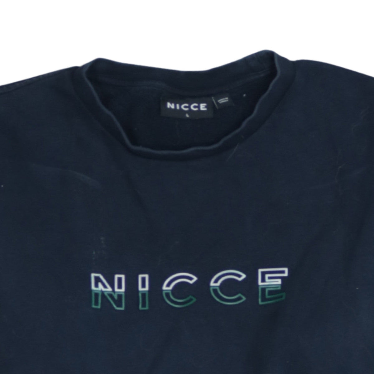NICCE Men's Blue Logo Pullover Sweatshirt L Regular Fit