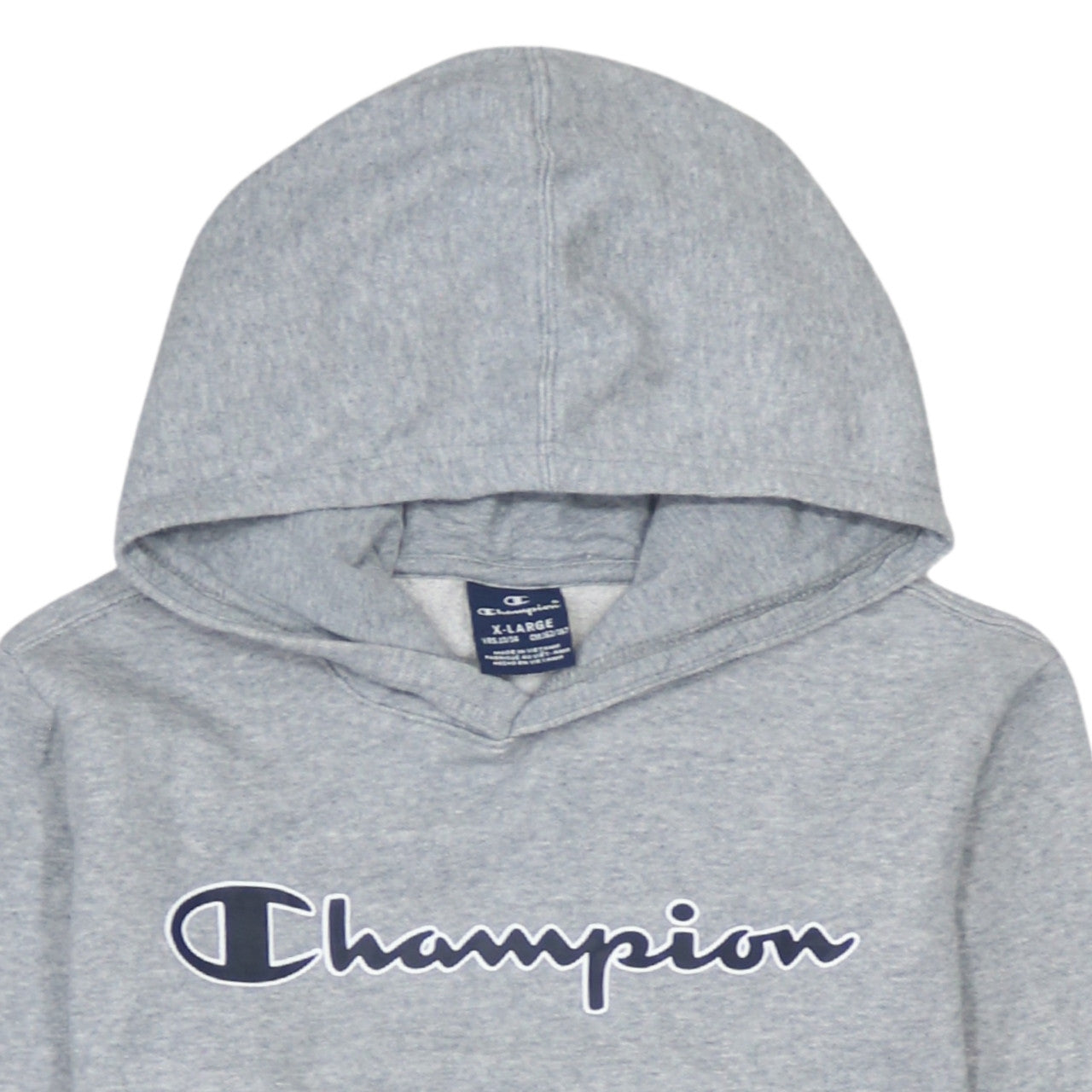 Champion Boys Grey Pullover Hoodie XL 13-14 Years Cotton Blend Logo Lined
