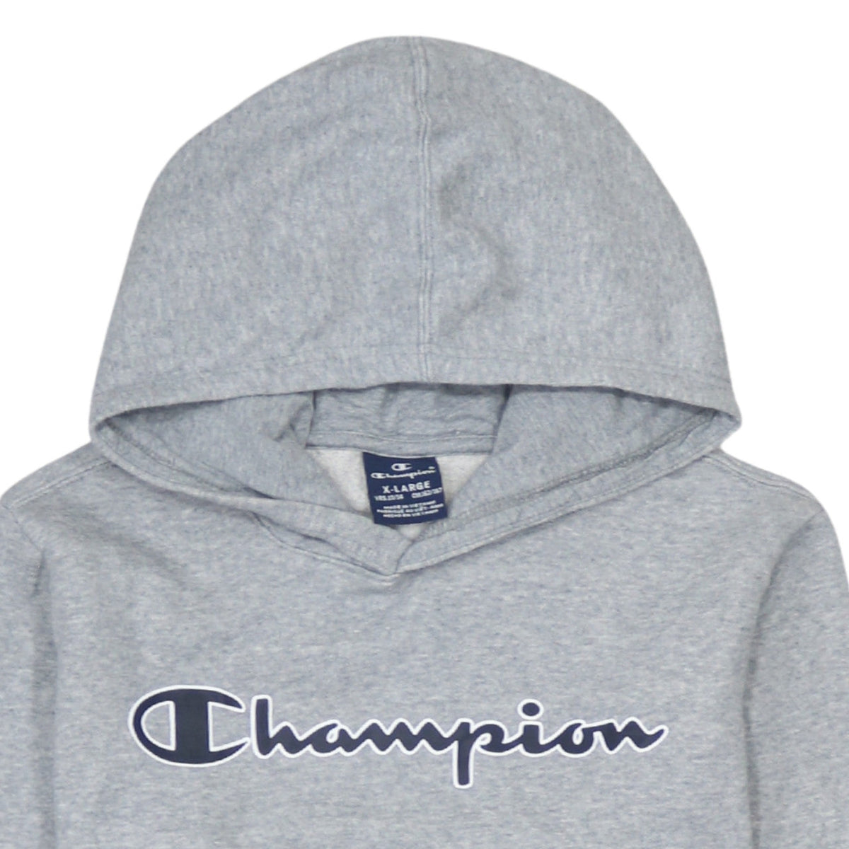 Champion Boys Grey Pullover Hoodie XL 13-14 Years Cotton Blend Logo Lined