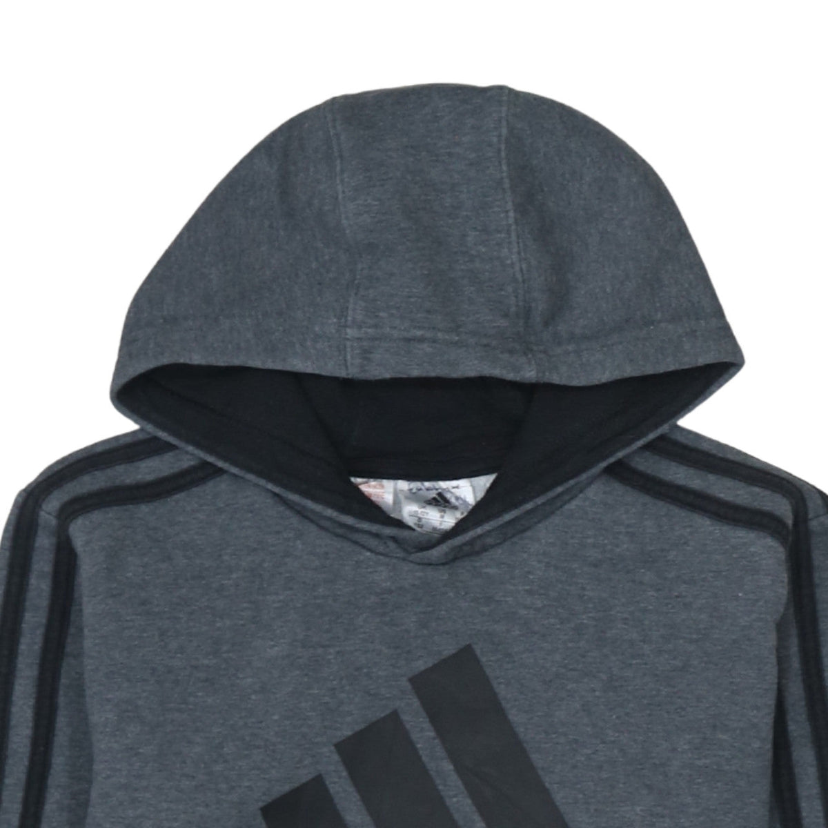 Adidas Boys Grey Hooded Pullover Hoodie 11-12 Years Logo Print