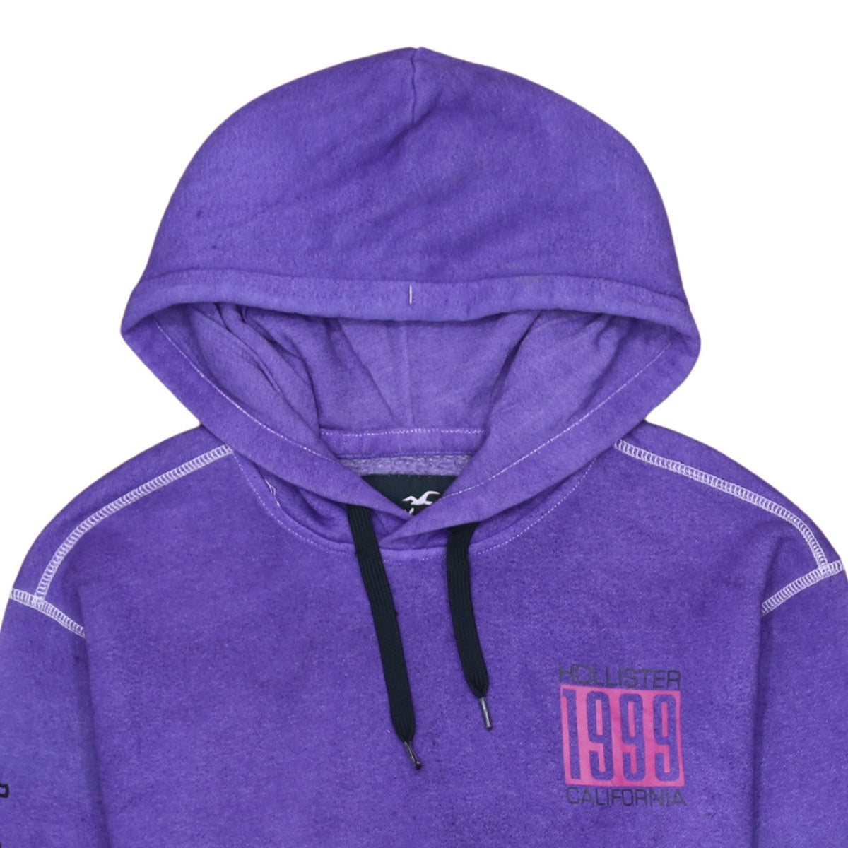 Hollister Men’s Purple Pullover Hoodie L 1999 Logo Fleece Sweatshirt