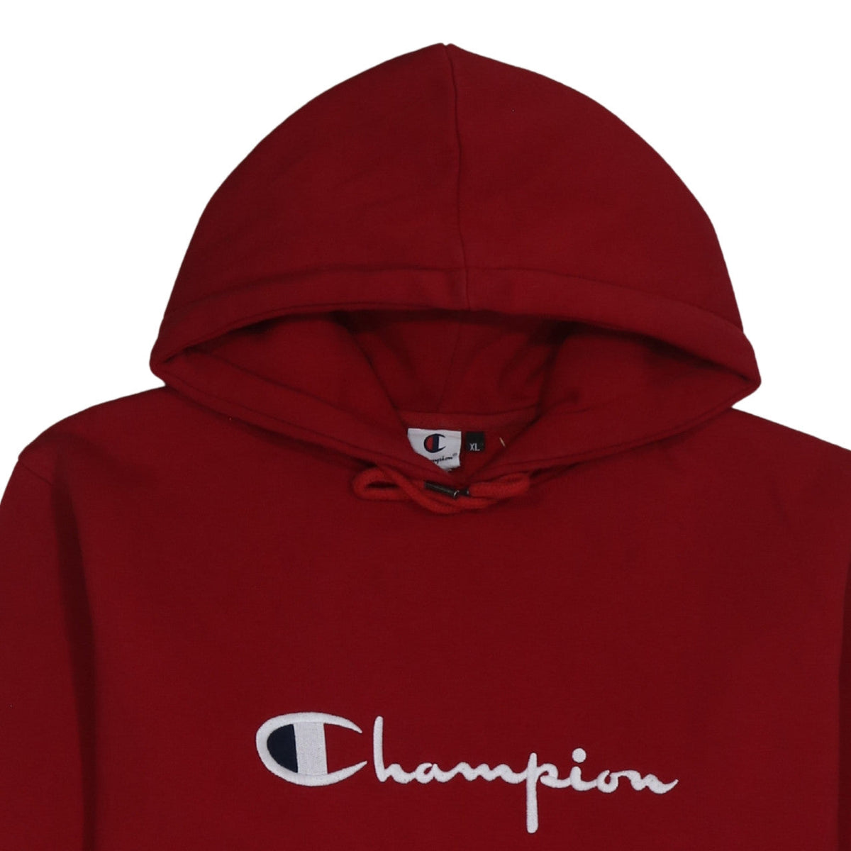 Champion Men's Red XL Pullover Hoodie Embroidered Logo Cotton