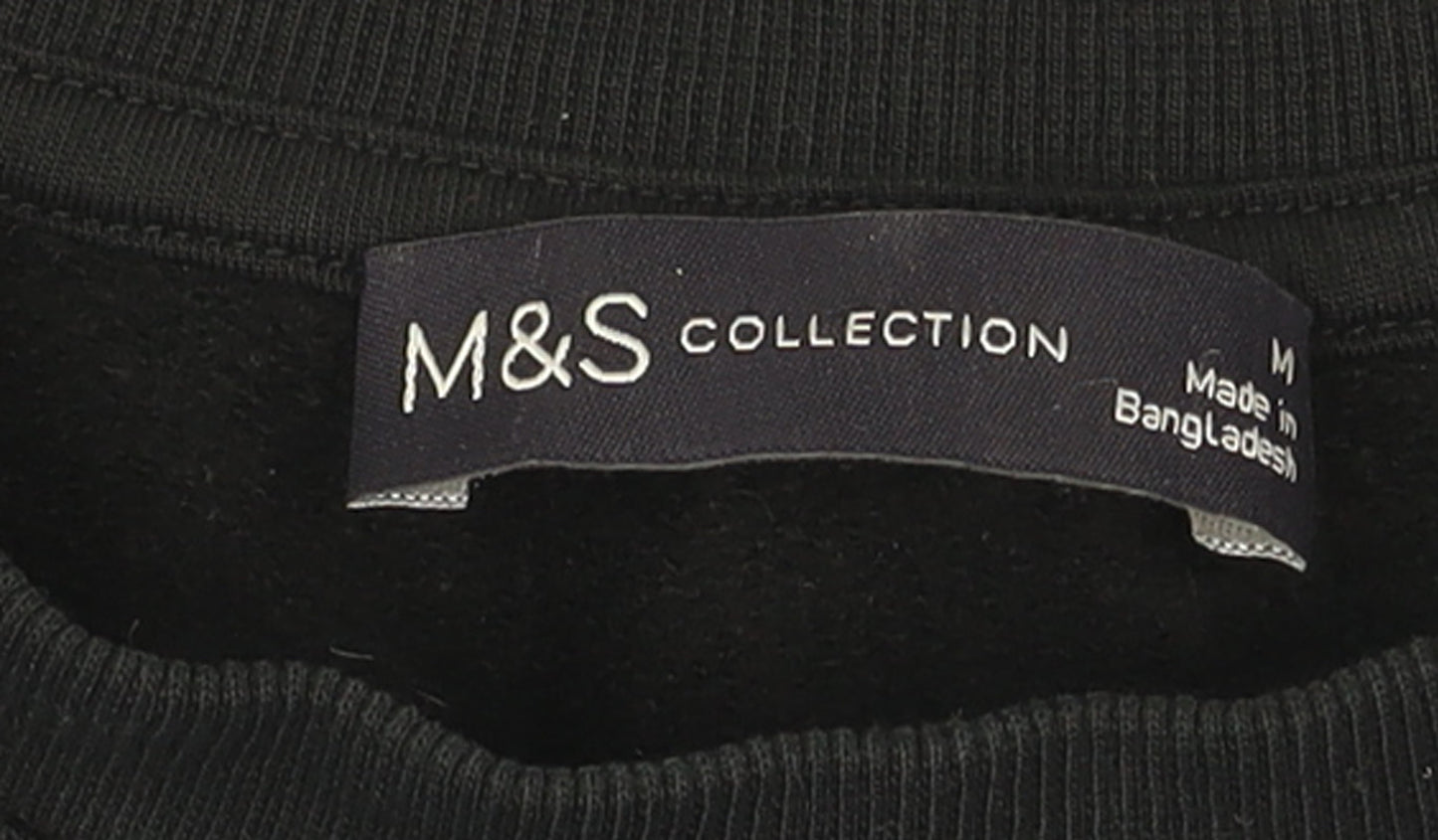 Marks & Spencer Women Black Purple Striped Pullover Sweatshirt M