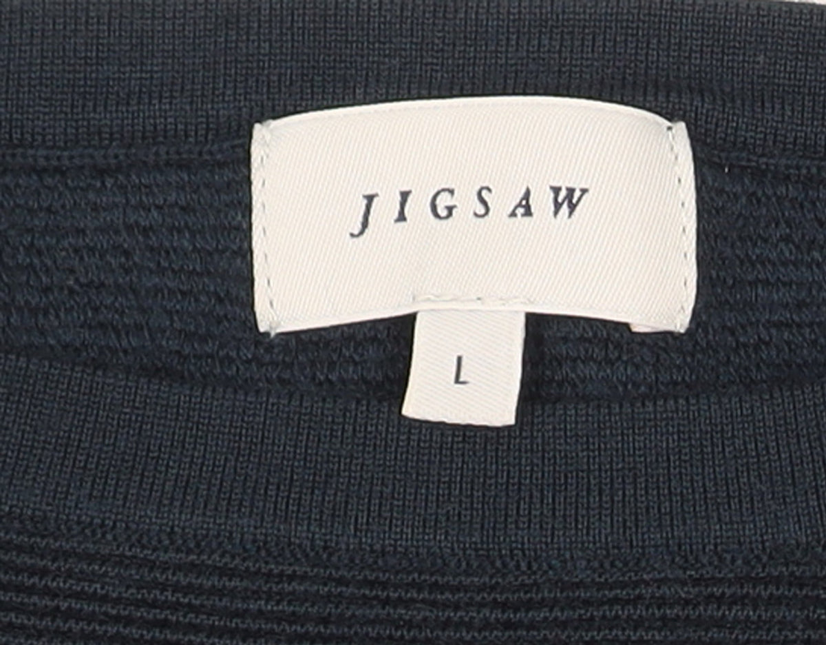 Jigsaw Women Blue Wool Tunic Jumper L 3/4 Sleeve Crew Neck