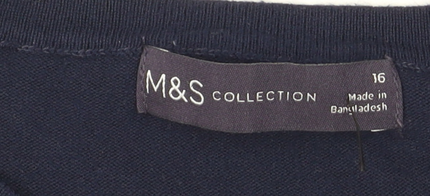 Marks and Spencer Women’s Multicoloured Striped Crew Neck Jumper Size 16
