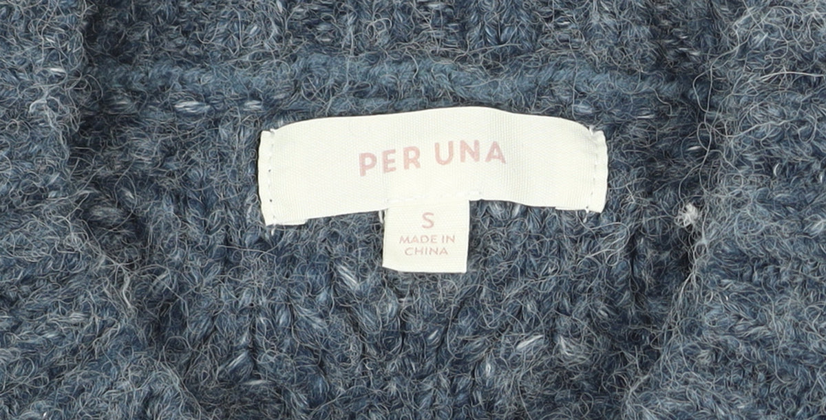 Marks & Spencer Per Una Women's Blue Cable Knit Jumper Size S