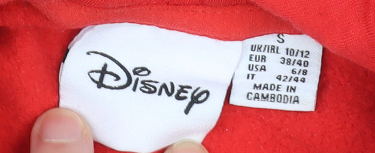Disney Womens Red Hoodie Small 10/12 Pullover Graphic Mickey Hands Heart