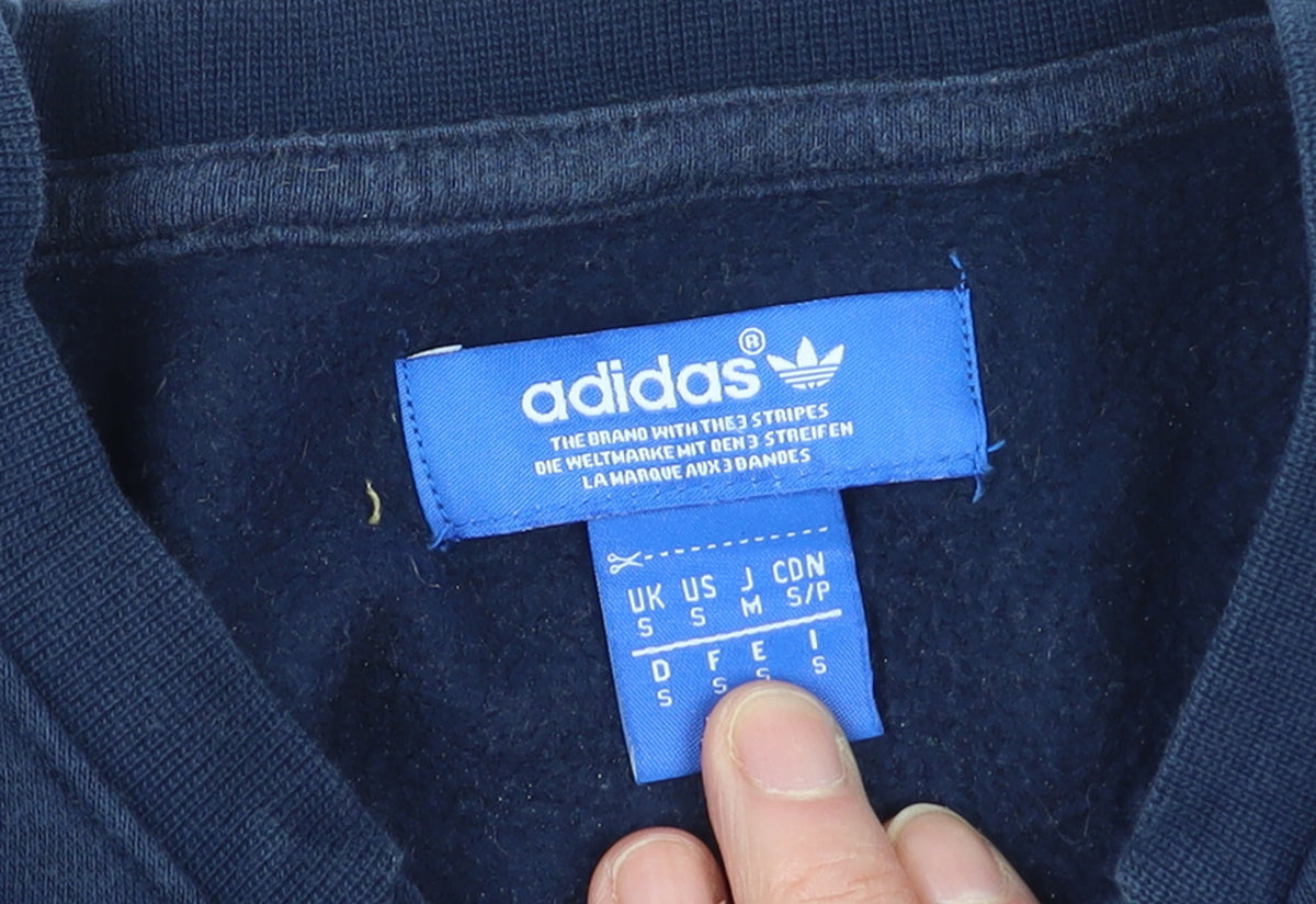 Adidas Men's Blue Small Pullover Sweatshirt Crew Neck Fleece