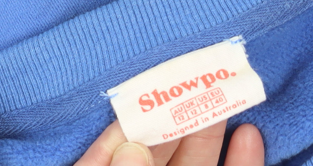 Showpo Blue Crew Neck Logo Sweatshirt Womens L Fleece Pullover