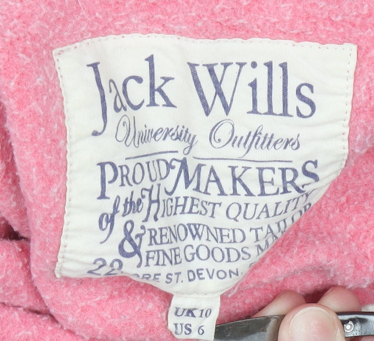 Jack Wills Womens Pink Pullover Hoodie Size UK 10 Cotton Blend