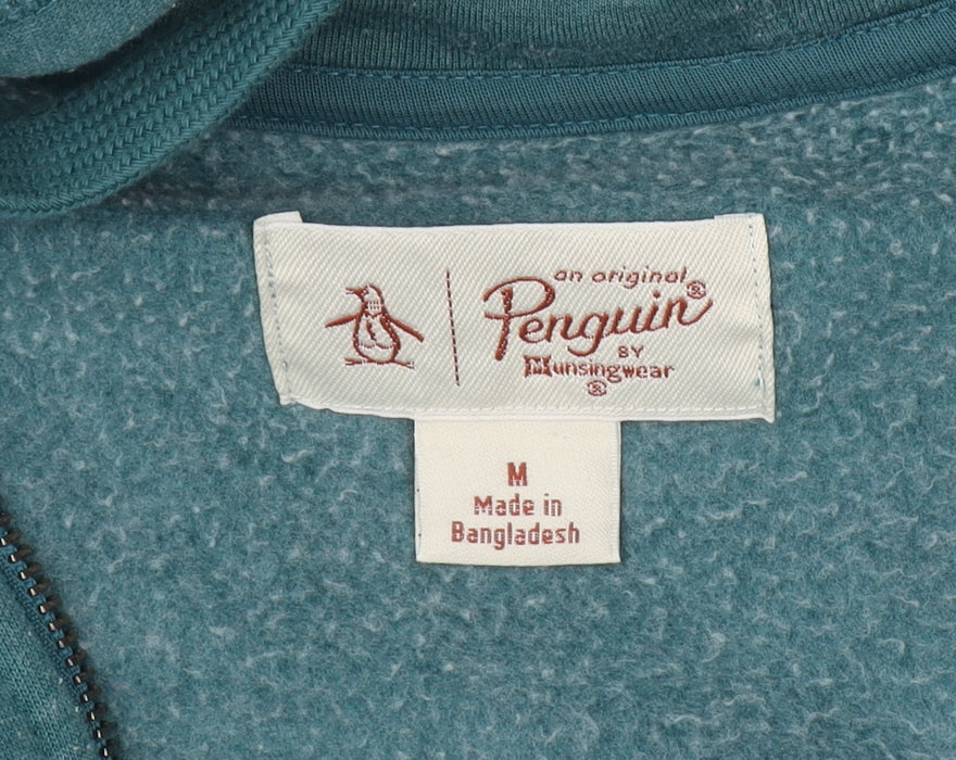 Original Penguin Womens Teal Full Zip Hoodie Size M Cotton Blend