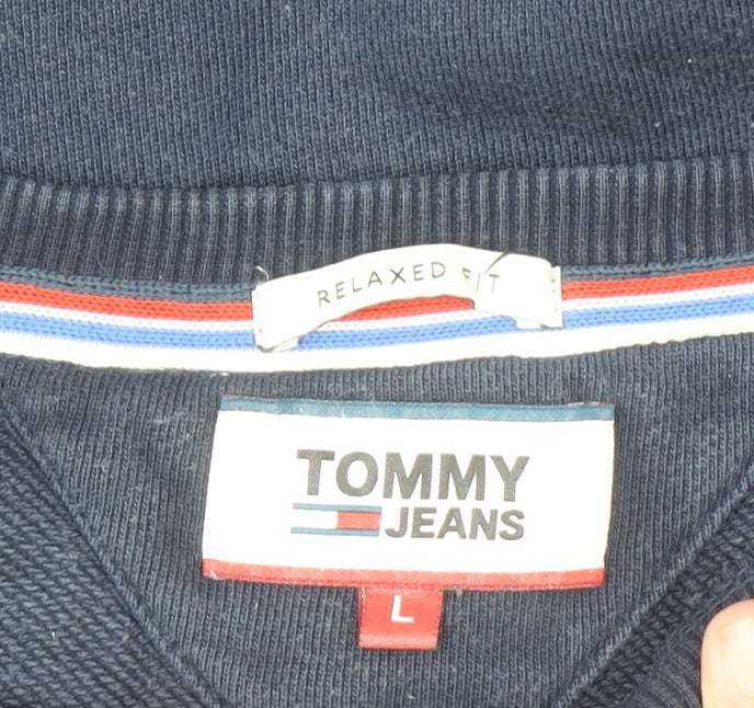 Tommy Jeans Men's Blue Relaxed Fit Crew Neck Sweatshirt L