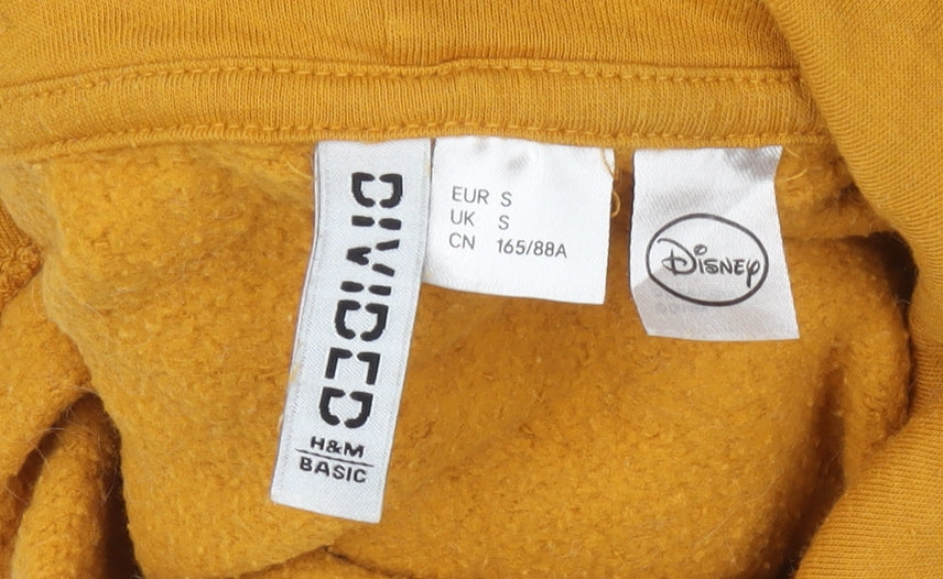 H&M Divided x Disney Mustard Yellow Women's Hoodie Size S Cotton Blend Pullover