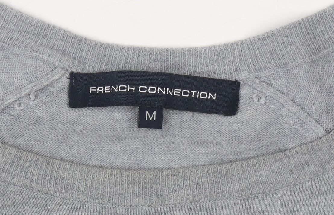 French Connection Women's Grey Beaded Boat Neck Jumper M