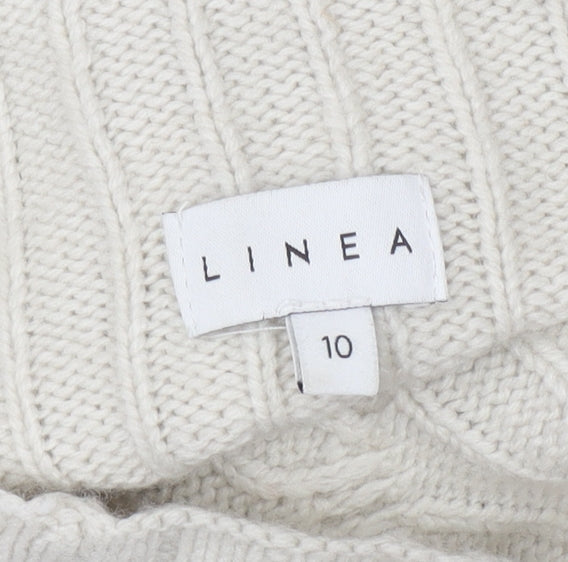 Linea Women’s Ivory Cable Knit Mock Neck Jumper Size 10