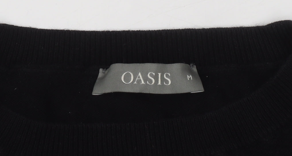 Oasis Womens Black Cotton Blend Crew Neck Long Sleeve Jumper Size M