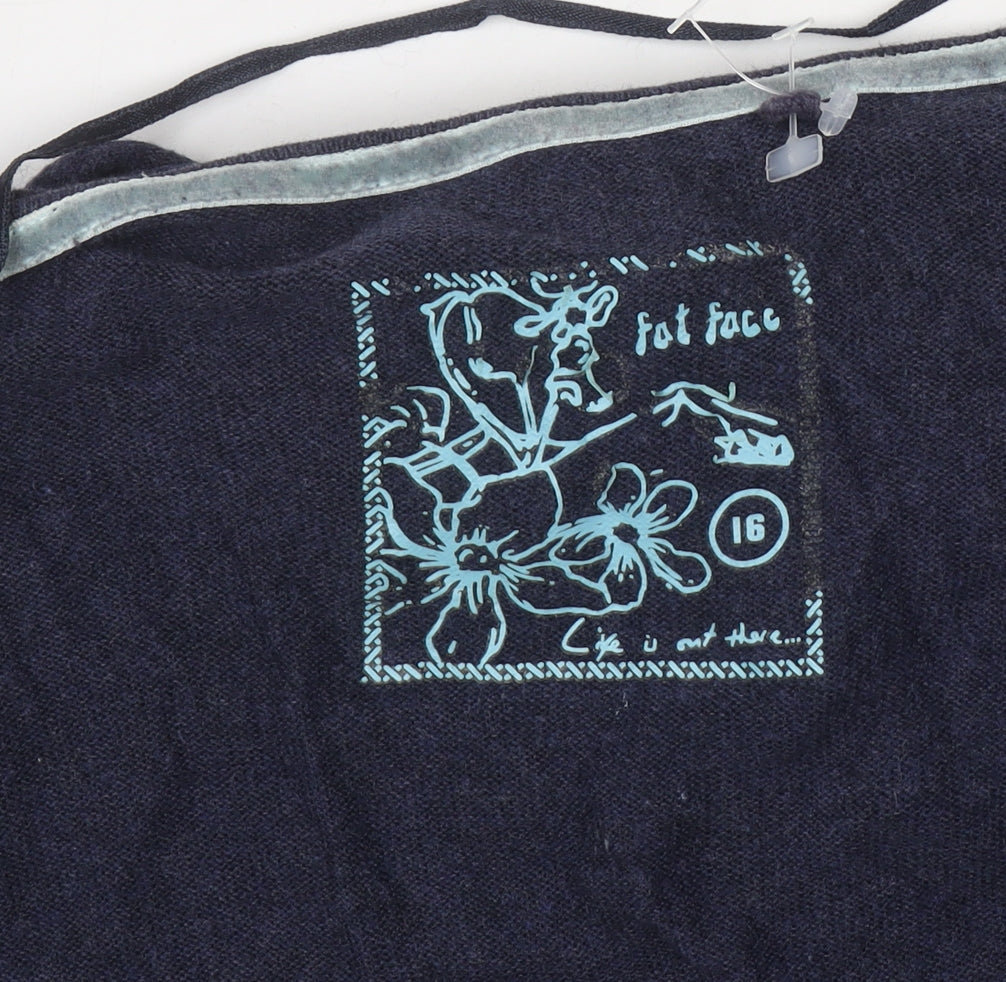 FatFace Women’s Blue Size 16 Cotton Modal Open Cardigan Jumper