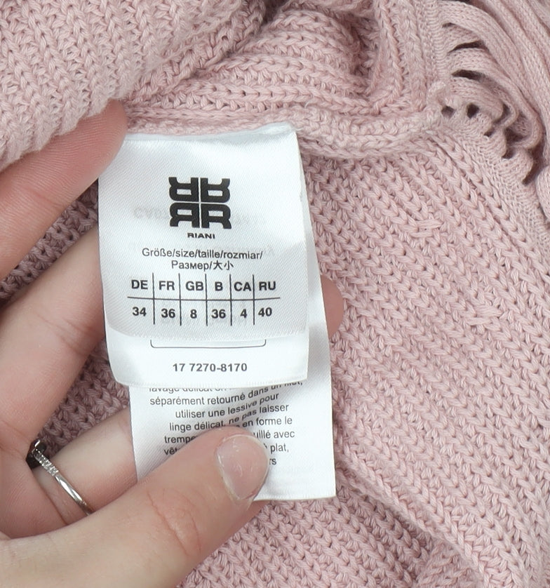 Riani Womens Pink Cotton Fringe Knit Jumper Size 8