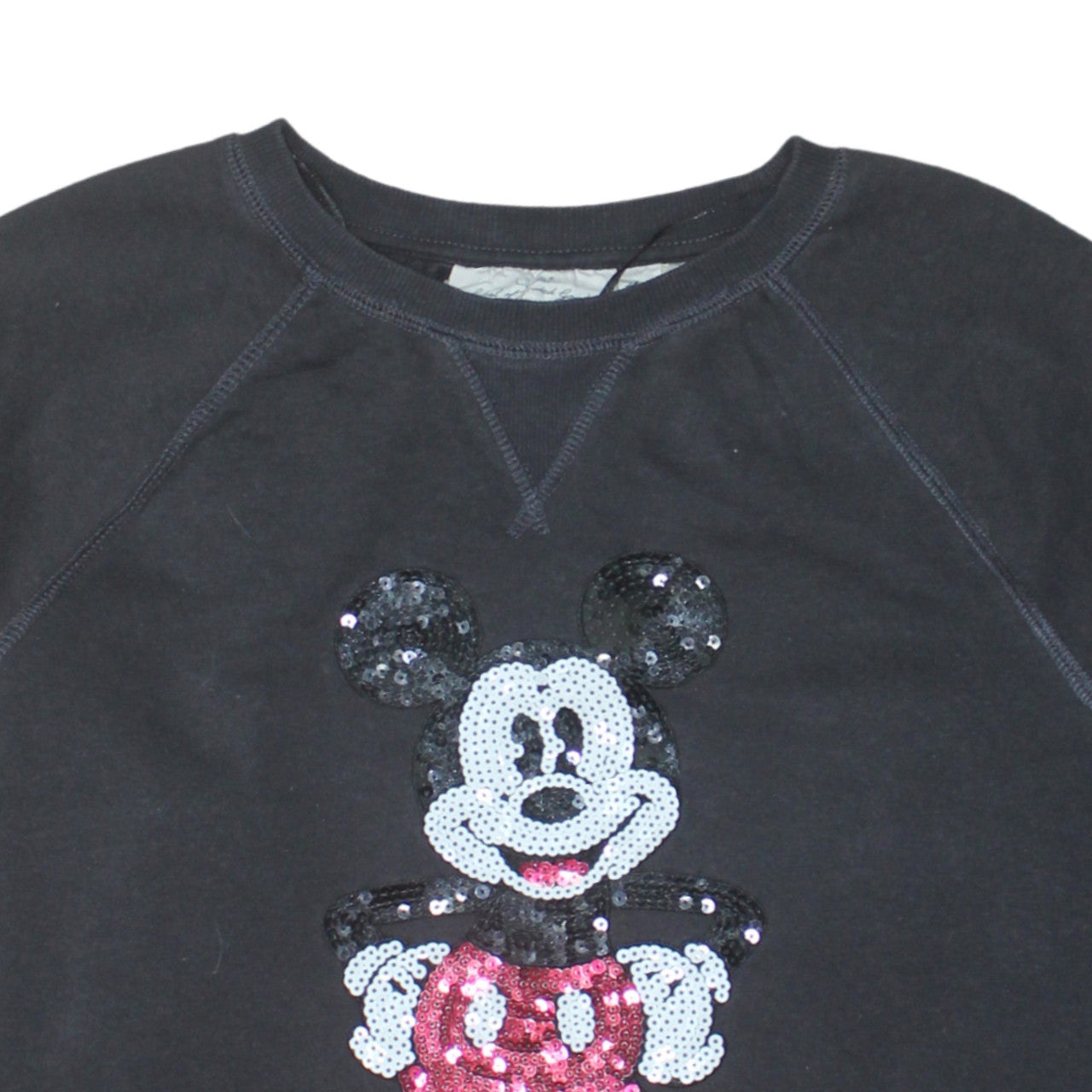 H&M Disney Womens Black Sequin Mickey Mouse Pullover Sweatshirt M