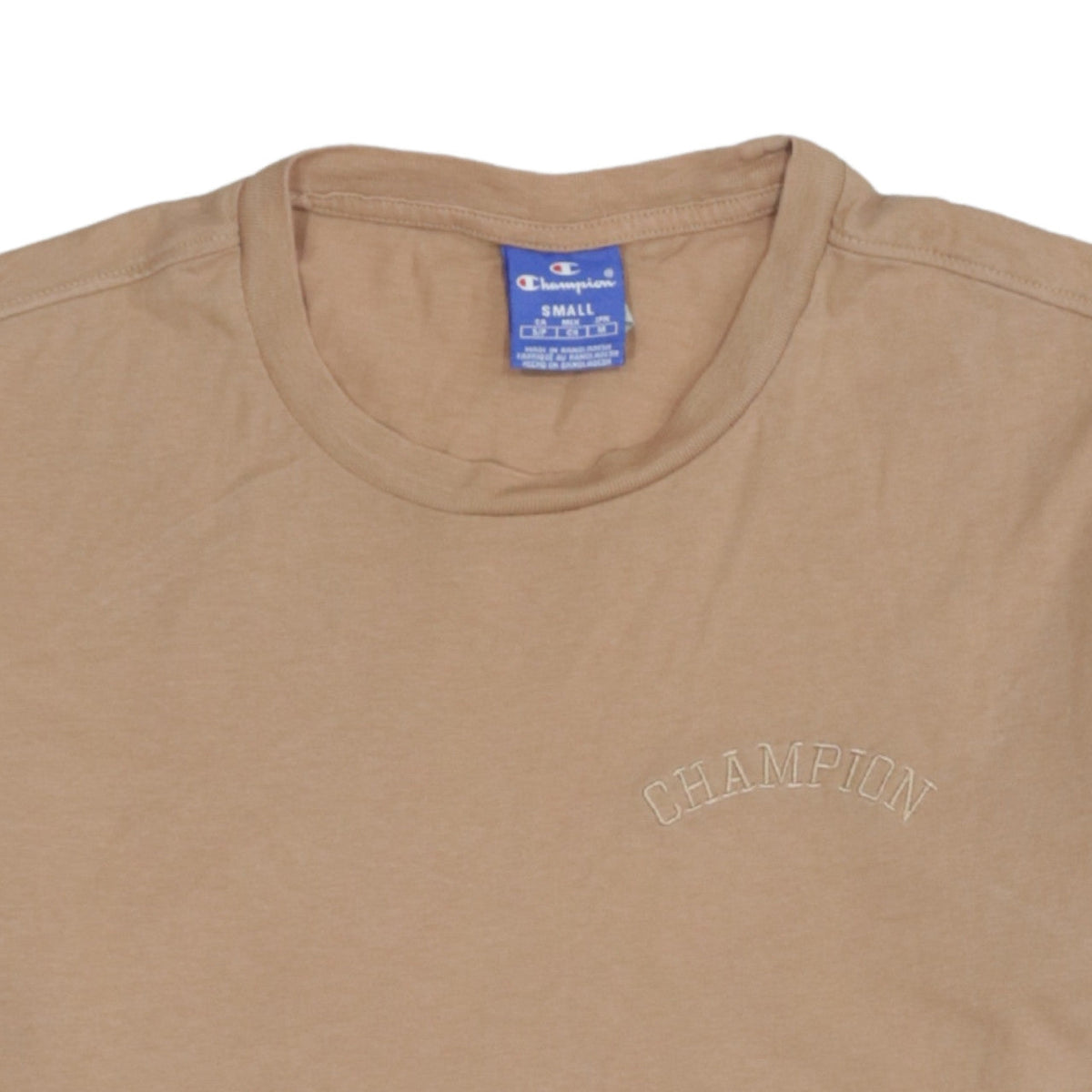Champion Men's Beige Embroidered Logo Short Sleeve T-Shirt Size S