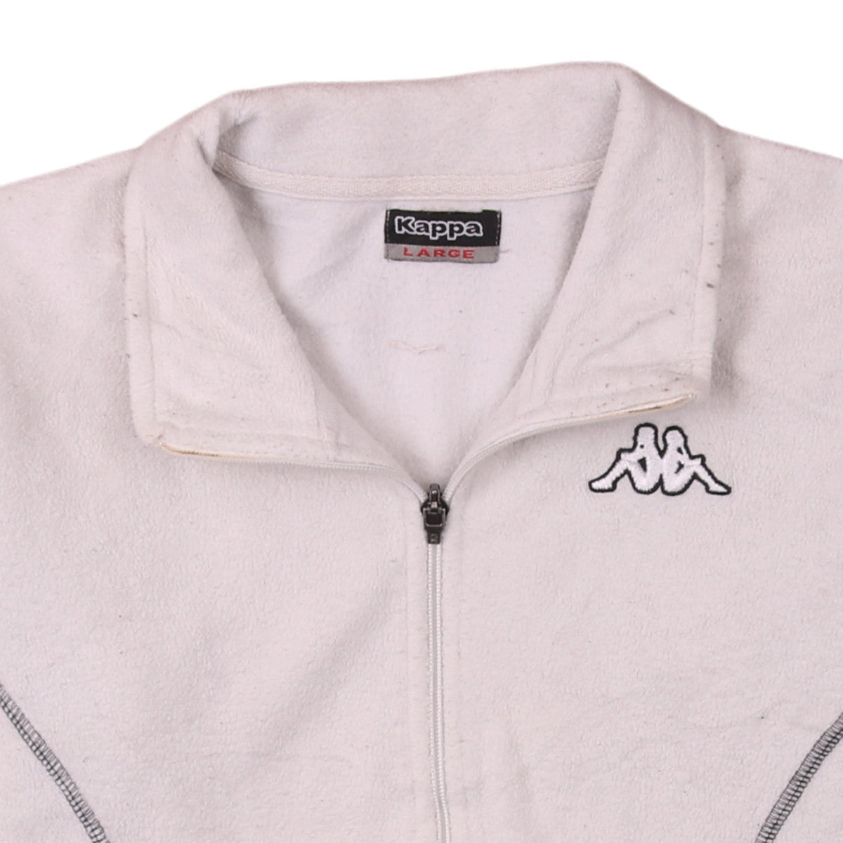 Kappa Women White Fleece Full Zip Sweatshirt Large Casual